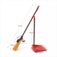 Miniature Real Broom & Shovel Set in red | Mini Cooking Shop
