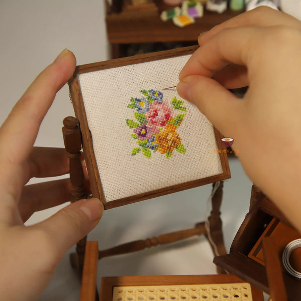 Mini Embiodery Set Miniature REAL French Embroidery Stand DIY Set 1:6 Scale | Mini Shop ...