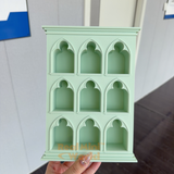 Dollhouse Miniature Green Gothic Arch Display Shelf | Miniature Shop