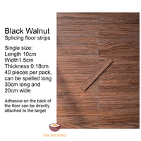 Dollhouse Miniature Floor Transition Strip Set vinyl black walnut wood| Real Mini World