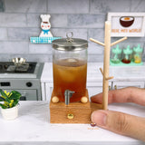 Nordic REAL Miniature Glass Dispenser, Wooden Stan, and Glasses Set | Mini Cooking Shop