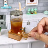 Nordic REAL Miniature Glass Dispenser, Wooden Stan, and Glasses Set | Mini Cooking Shop