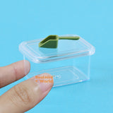 Miniature Transparent Container + sage green Scoop Set | Tiny Food Cooking Shop
