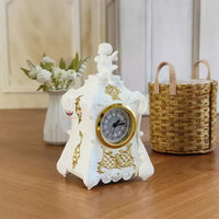 Miniature European Classic Real Table Clock in white | Miniature Shop