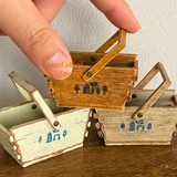Miniature 1:6 Shabby Chic Solid Wood Basket | Dollhouse Miniature Shop