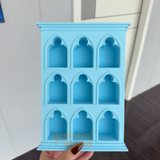 Dollhouse Miniature Blue Gothic Arch Display Shelf | Miniature Shop