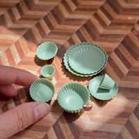 Miniature Tosca Chic Plate and Bowl set 1:12 Scale set of 8 | Mini REAL Cooking Shop