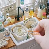 Miniature sponge cleaning brush with metal handle for real functioning mini cooking, tiny bottle cleaning, and dollhouse kitchen accessories.