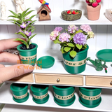 Miniature Green Flower Pot with Saucer | Dollhouse Miniature Shop