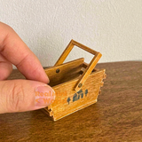 Miniature 1:6 Shabby Chic Solid Wood Basket | Dollhouse Miniature Shop
