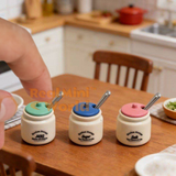 Miniature 1:12 Spice Jars With Lid & Spoon(Set of 3)|Mini Cooking Shop