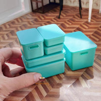 Miniature REAL Storage Box Set in tosca | Miniature Dollhouse Shop