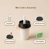 Stackable Miniature Real Functioning Cup Set with Lid & Straw – Tiny Functional Drinkware Miniature