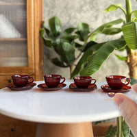 طقم فناجين شاي وطبق مصغر مكون من 4 قطع 