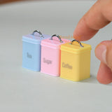 Miniature REAL Tea Coffee Sugar Canister Set in pastel color| Tiny Food Cooking Shop