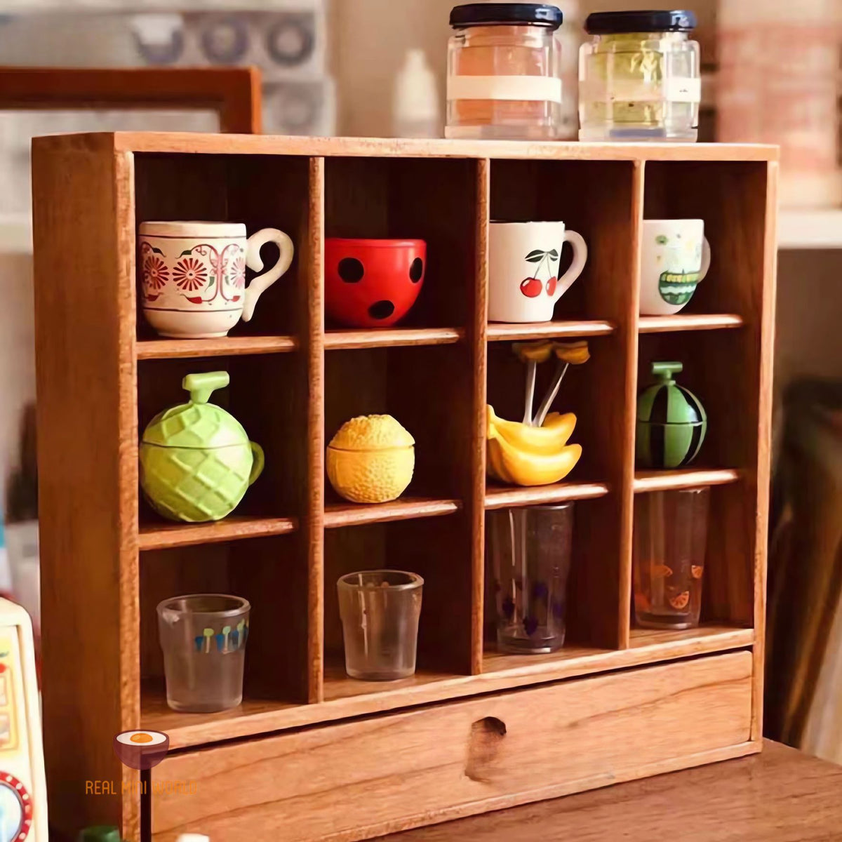 Miniature Solid Wood Collector Cup Holder Rack | Mini Cooking Shop ...