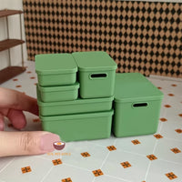 Miniature REAL Storage Box Set  in green| Miniature Dollhouse Shop