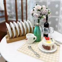 Miniature Ceramic Plate + Rack Set of 8 | Mini REAL Cooking Shop