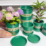 Miniature Green Flower Pot with Saucer | Dollhouse Miniature Shop