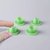 Miniature 1:6 Scale Coffee Cup & Plate Set of 4 in apple green | Mini Cooking Shop