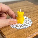 miniature real functioning bear shape yellow candle