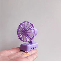 Miniature REAL Working Two-Toned Electric Fan Purple | Functioning Miniature Shop