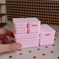 Miniature REAL Storage Box Set in pink | Miniature Dollhouse Shop