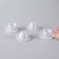 Miniature 1:6 Scale Coffee Cup & Plate Set of 4 in white| Mini Cooking Shop