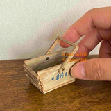 Miniature 1:6 Shabby Chic Solid Wood Basket | Dollhouse Miniature Shop