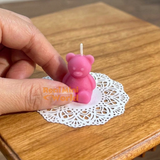 miniature real functioning bear shape pink candle