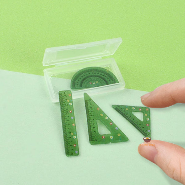 Miniature Ruler Set in green | Miniature Dollhouse Shop