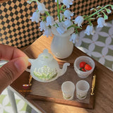 Miniature Nordic Wooden Tray with Transparent Base | Mini Cooking Shop