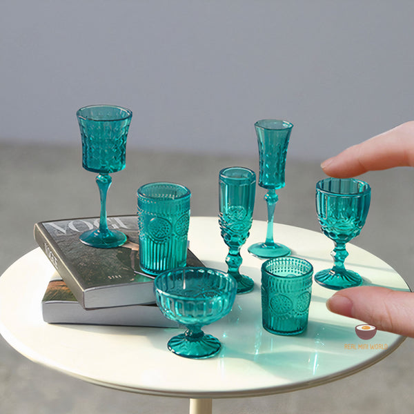 Miniature 1:6 Classic Royal Cup Set in Teal | Mini Cooking Shop