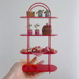 Miniature Metal Arched Display Shelf in red | Dollhouse Handmade Miniature