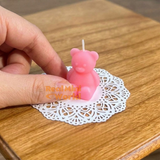 miniature real functioning bear shape pink candle