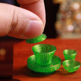 Vintage Style Lotus Pattern Miniature Teacup Set | Mini Cooking Shop