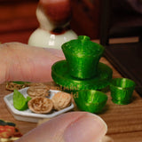 빈티지 스타일 연꽃 무늬 미니어처 티컵 세트