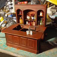 Miniature 1:12 Scale Bar Cabinet + Table Set |Dollhouse Miniature Shop