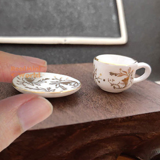 Miniature British Inspired Teacup + Plate Set ｜Mini Food Cooking Shop