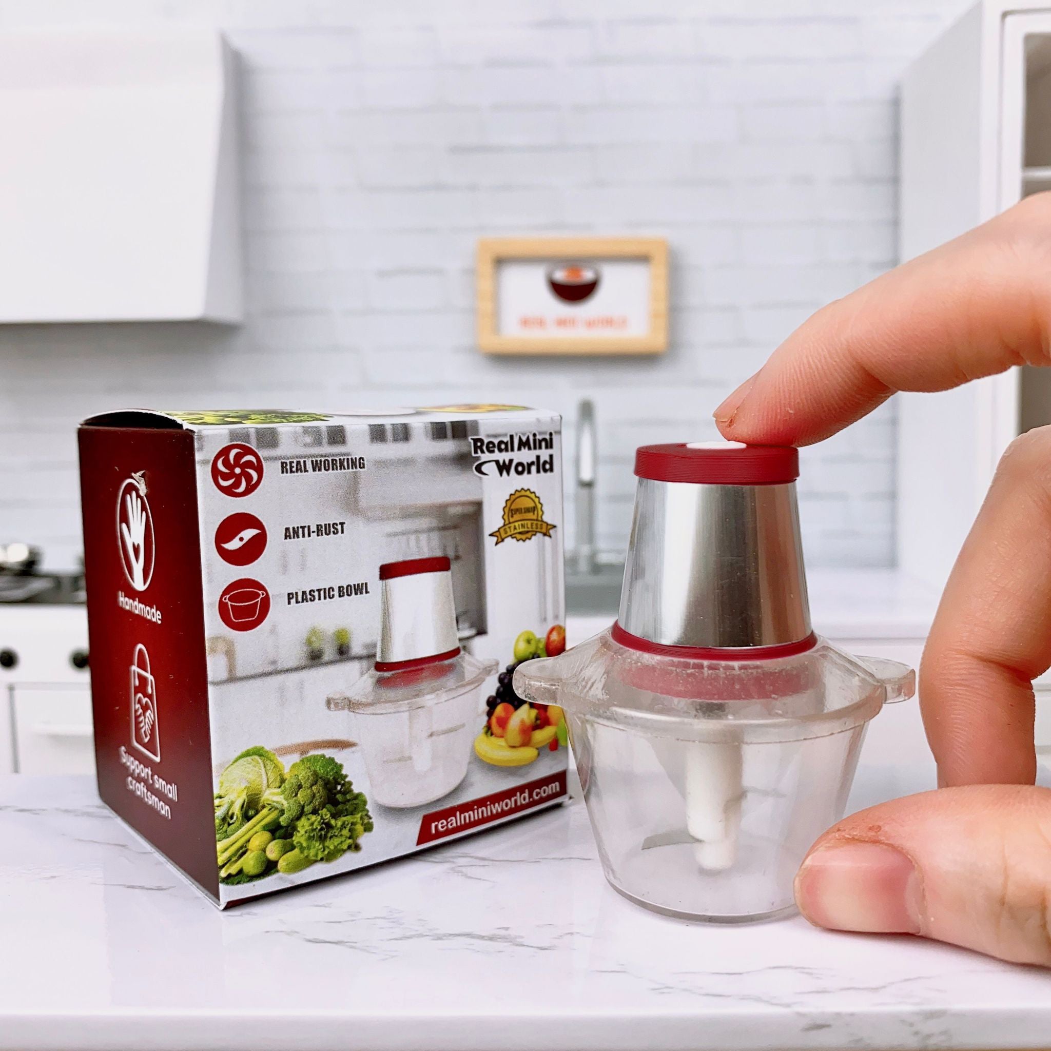 Miniature REAL Food Processor in Scarlet Red | Tiny Food Cooking