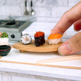 Miniature Wooden Sushi Geta Curve Plate | Japanese Mini Cooking Shop