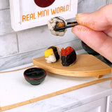 Miniature Wooden Sushi Geta Curve Plate | Japanese Mini Cooking Shop