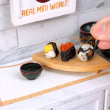 Miniature Wooden Sushi Geta Curve Plate | Japanese Mini Cooking Shop