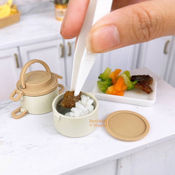 Miniature 2 Layers Bento Box Series in Beige | Tiny Food Cooking Shop