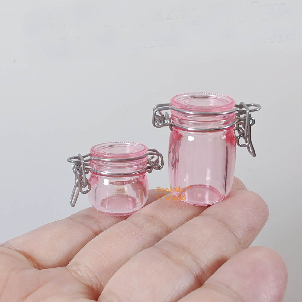 Real Jar Miniature REAL Jar With Hinged Lid in Pink | Tiny Food Cooking Shop ...