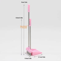 Miniature Broom & Dustpan in pink | Dollhouse Miniature Shop