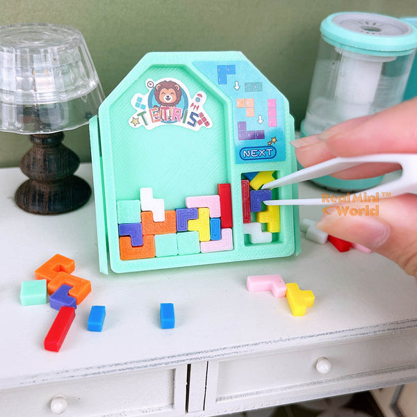 Miniature REAL Tetris Puzzle Set (Mint) | Dollhouse Miniature Shop