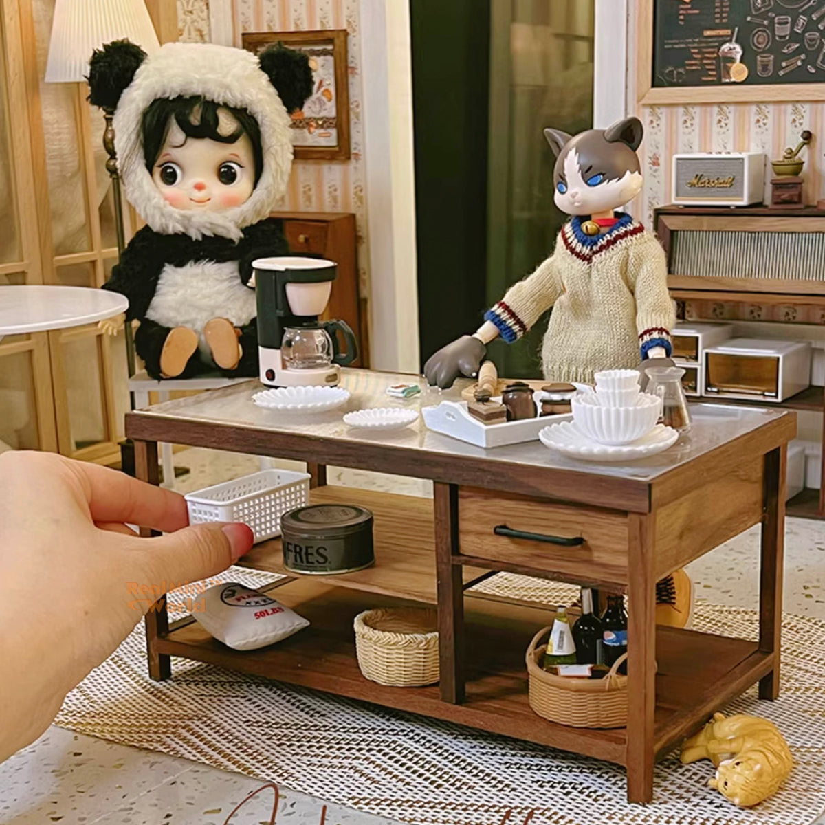 Miniature Solid Wood Kitchen Working Table 1:6 | Mini Cooking Shop ...