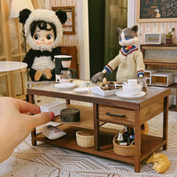 Miniature Solid Wood Kitchen Working Table 1:6 | Mini Cooking Shop