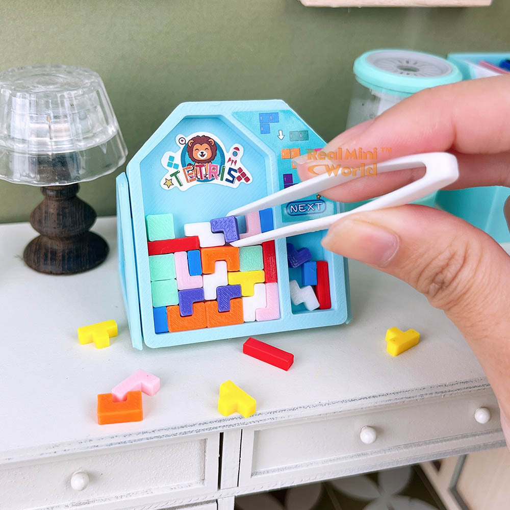 Miniature REAL Tetris Set (Blue) | Dollhouse Miniature Shop – Real